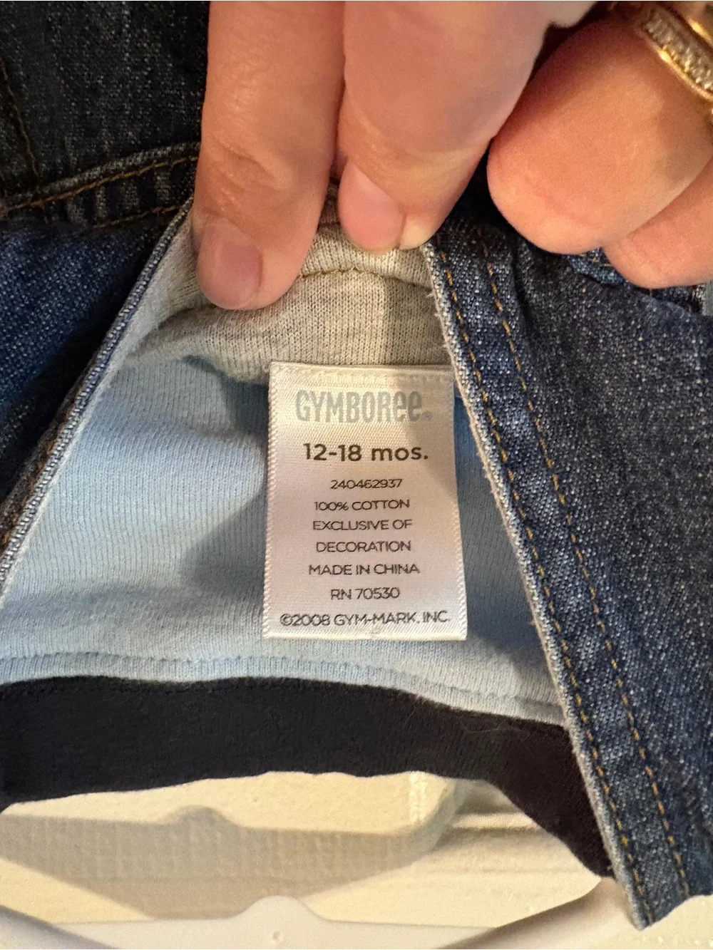 Gymboree Husky Jean Overalls and Undershirt, 12-18 months